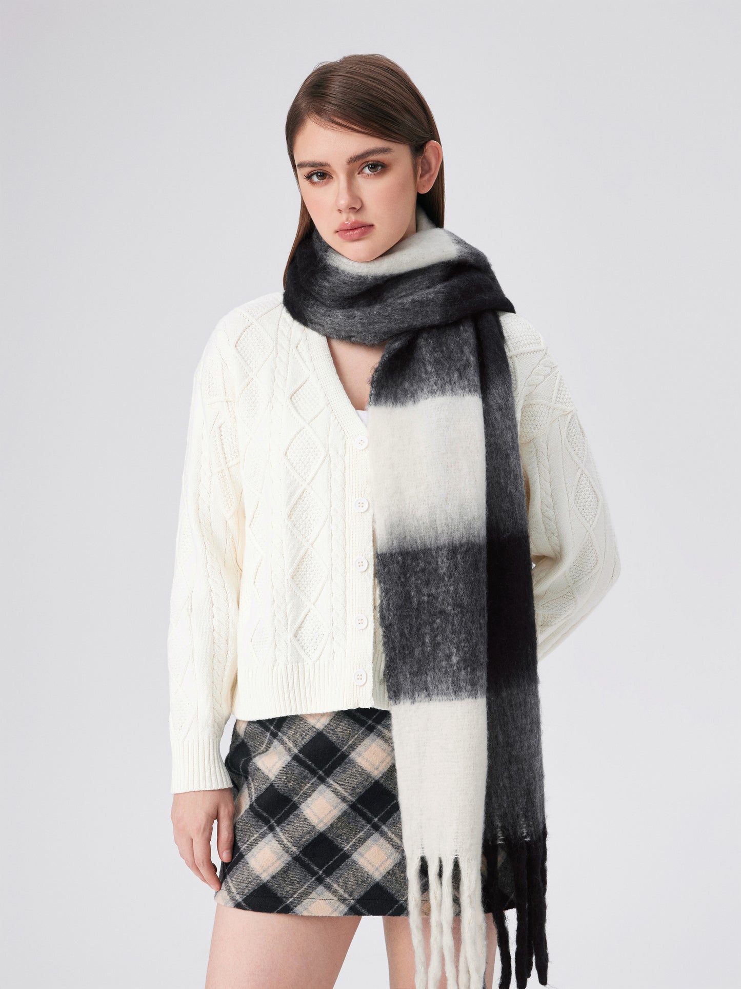 Quinn Tassel Plaid-Schal