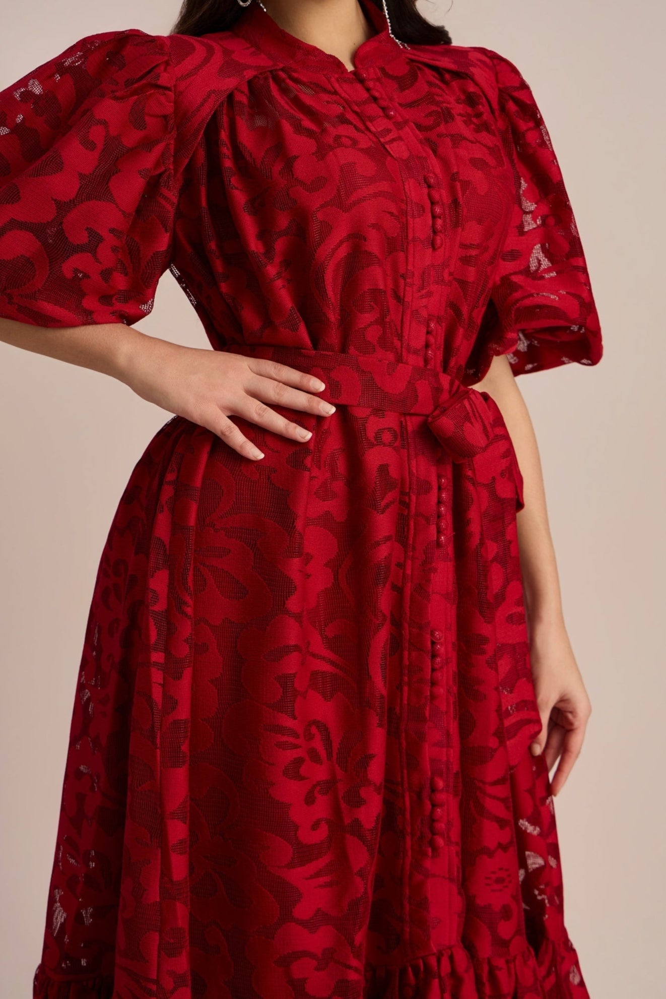 Persephone Maxi jurk met pofmouwen