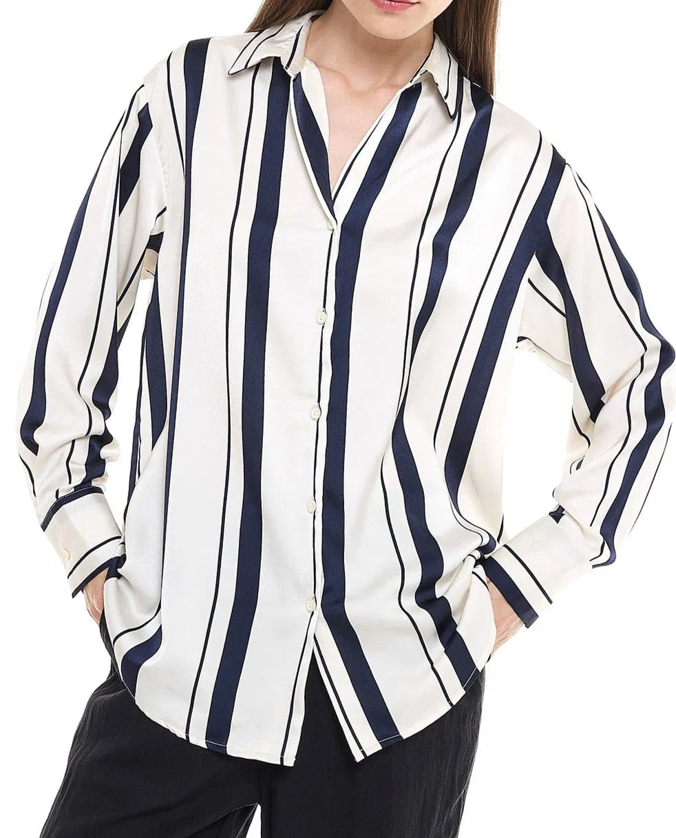 Esther Striped Long Sleeve Button-Down Shirt
