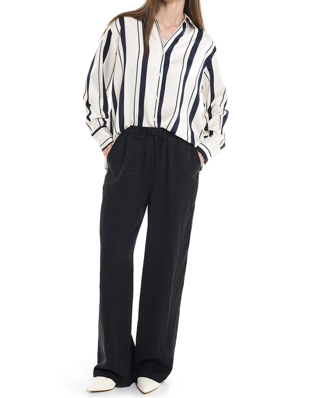 Esther Striped Long Sleeve Button-Down Shirt