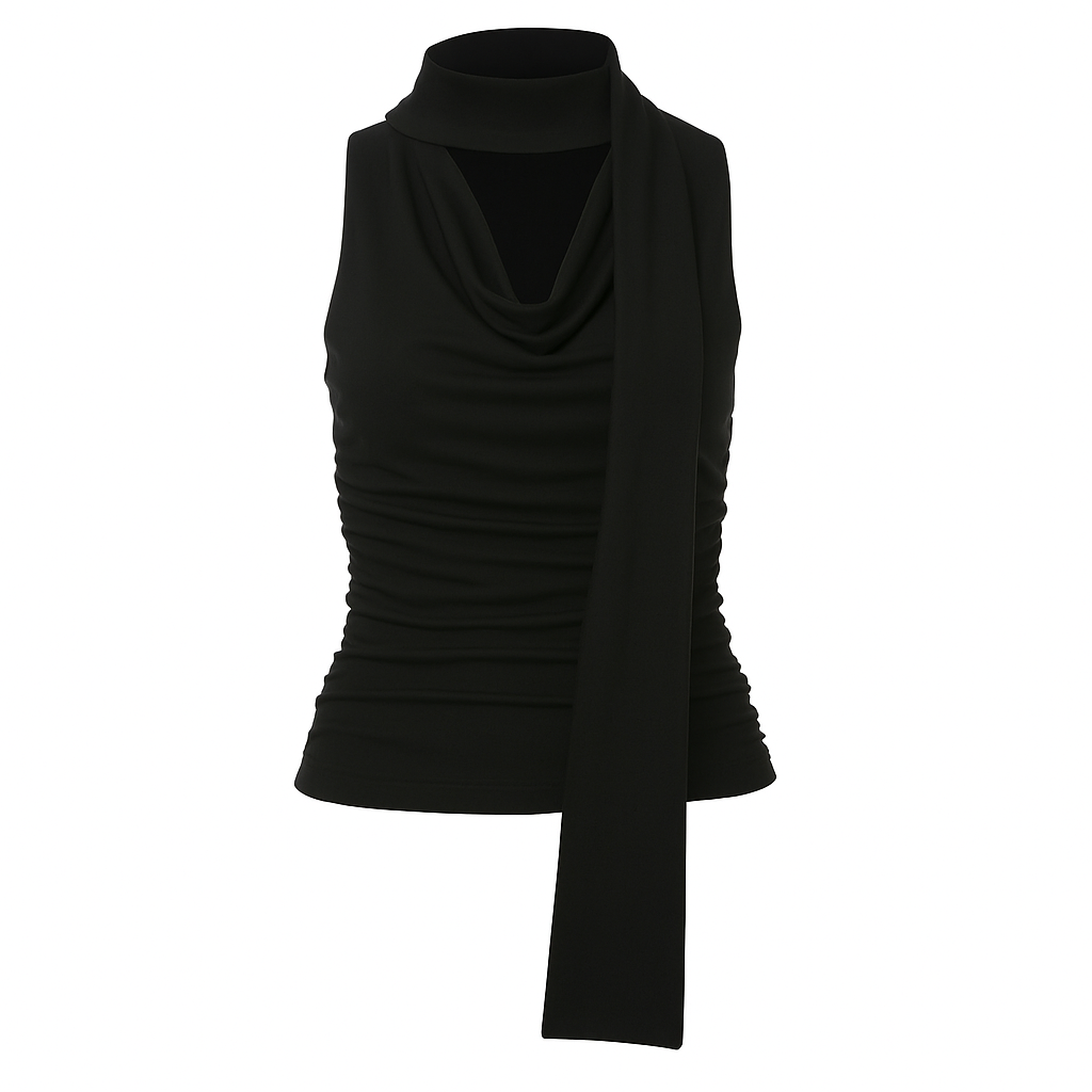 Amber Gedrapeerde Halter Hals Top