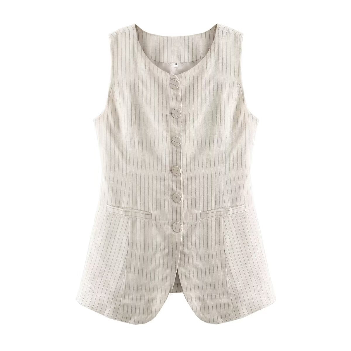 Maggie Buttoned Pinstripe Vest