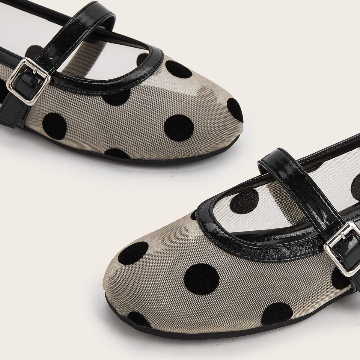 Dotella Polka Dot Mesh Flats