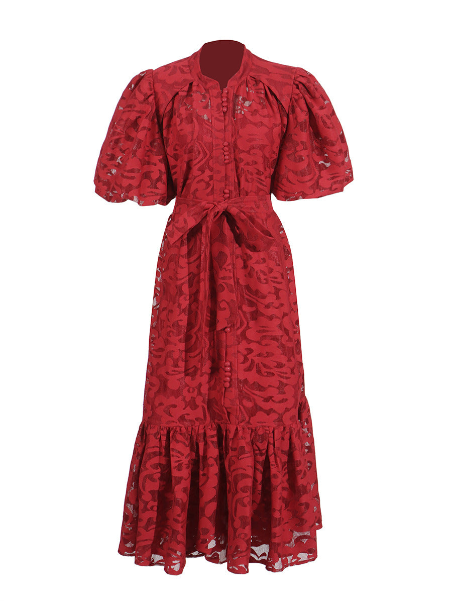 Persephone Maxi jurk met pofmouwen