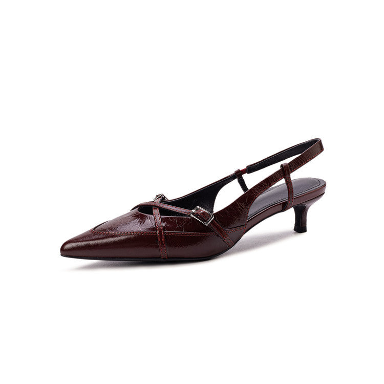 Miuccia Leather Slingback Kitten Heels