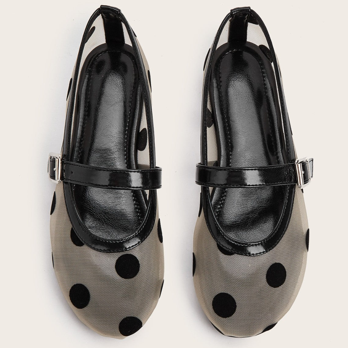 Dotella Polka Dot Mesh Flats