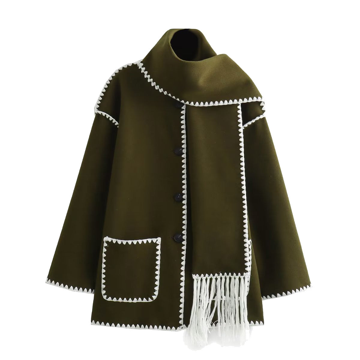 Kiyana Stickerei Trim Schal Mantel