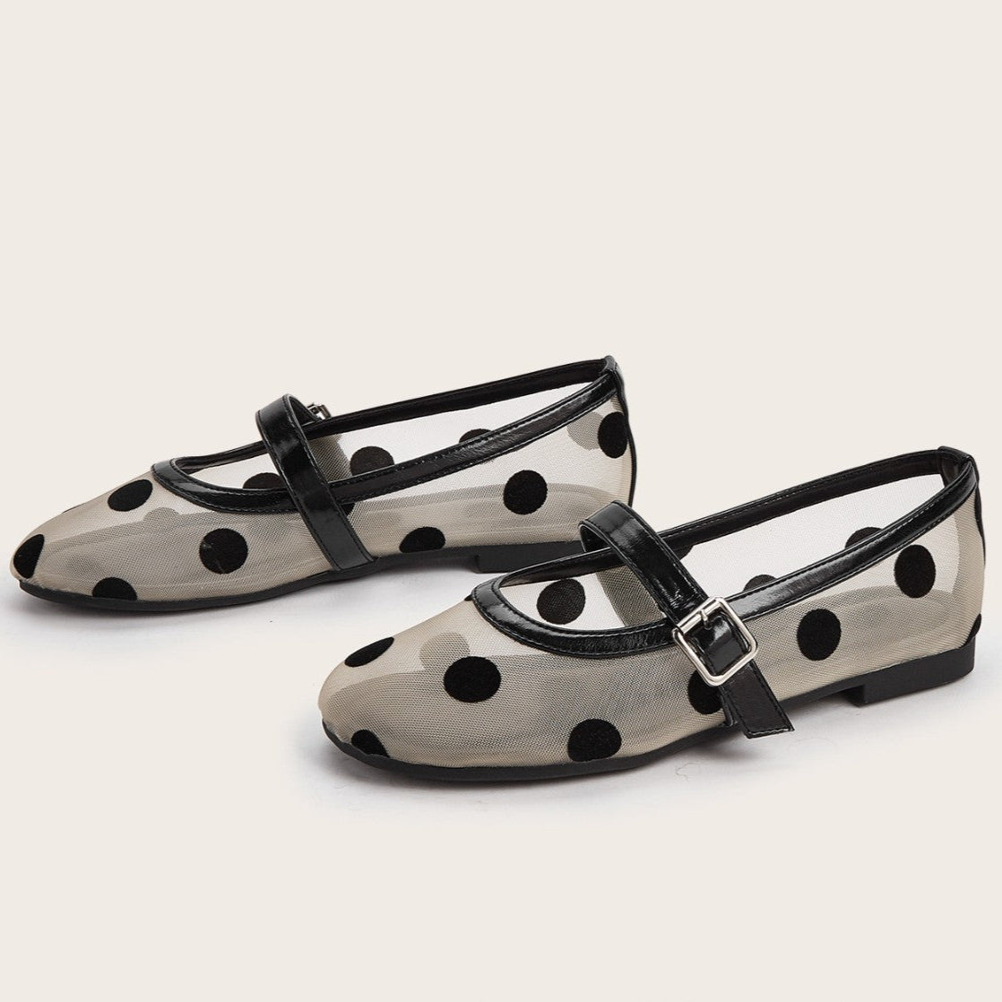 Dotella Polka Dot Mesh Flats