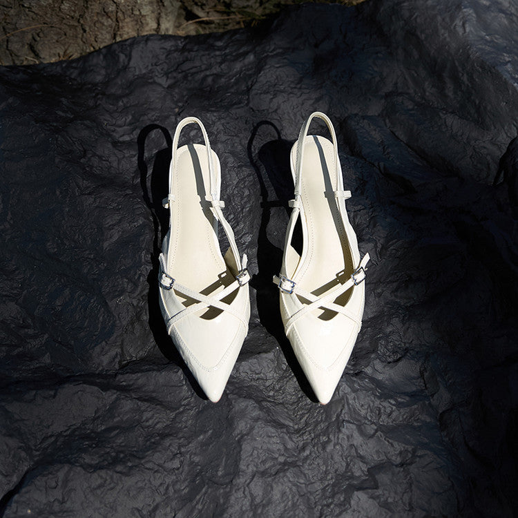 Miuccia Leather Slingback Kitten Heels
