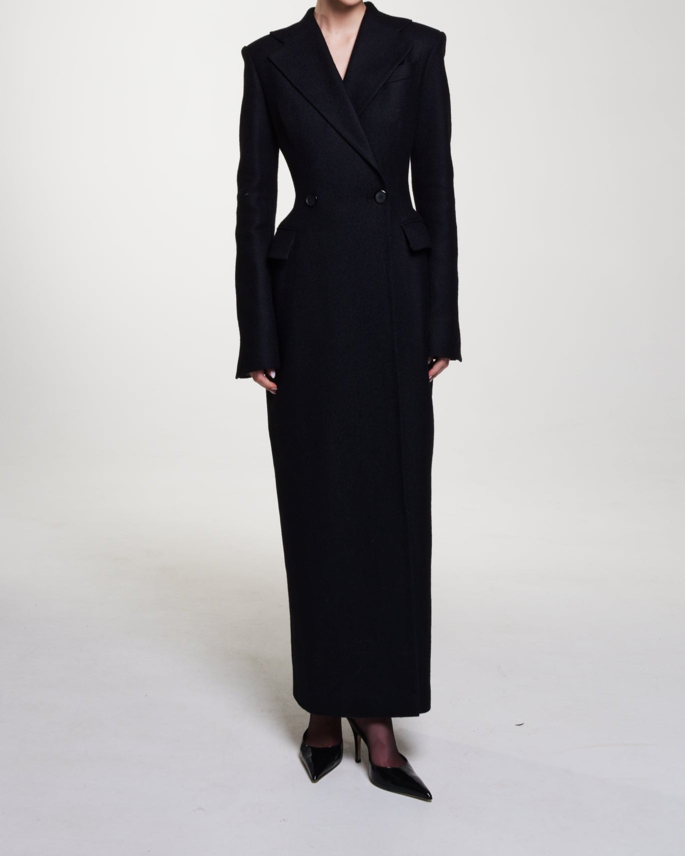 Ines Double-Breasted Long Coat