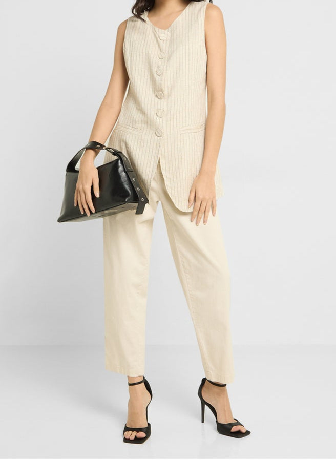 Maggie Buttoned Pinstripe Vest