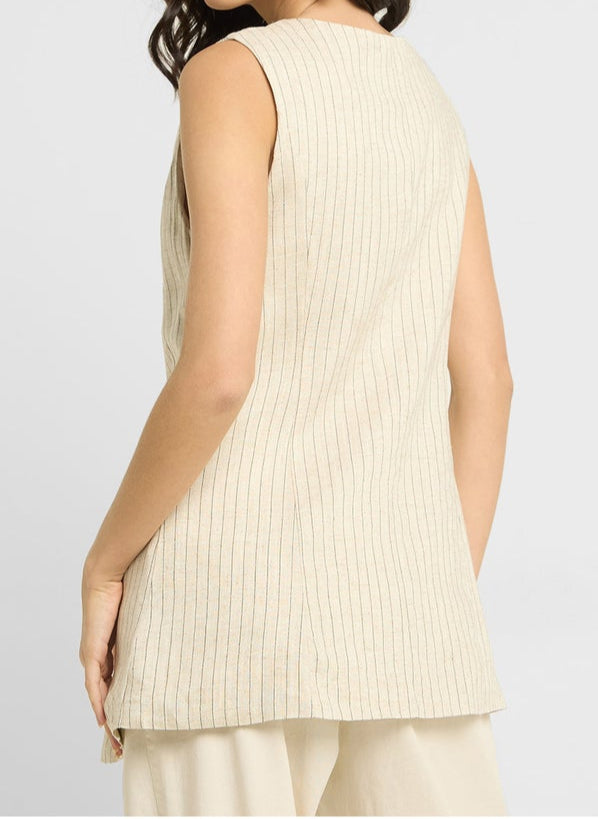 Maggie Buttoned Pinstripe Vest