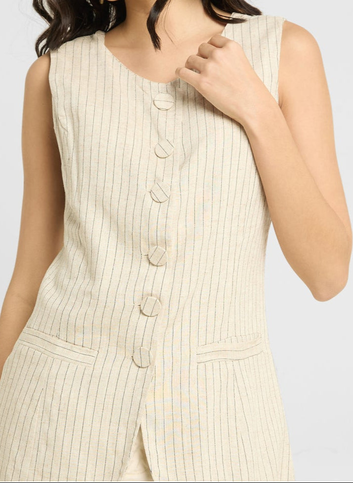 Maggie Buttoned Pinstripe Vest