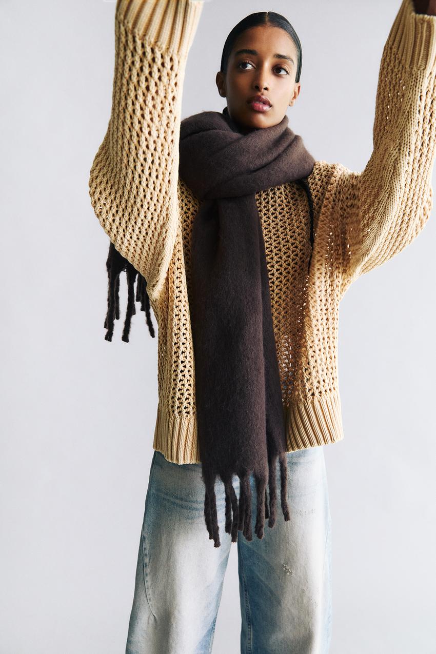 Tahlia Plain Wool-Blend Oversized Scarf