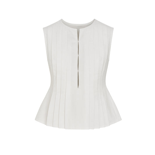 Casandra Sleeveless Pleated Top