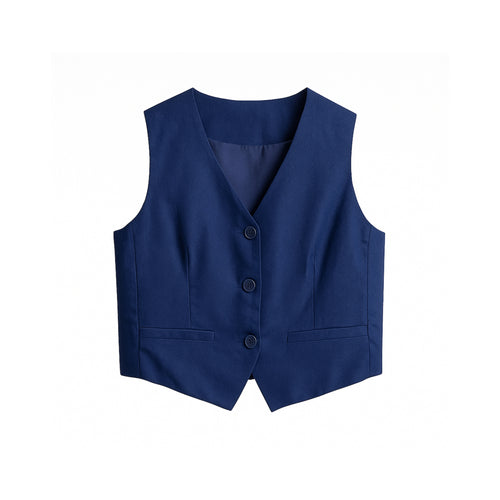 Jada - Gilet en lin-coton à boutons sur le devant