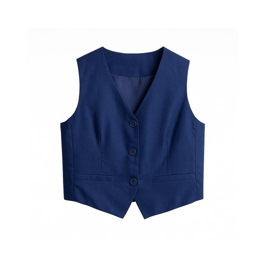 Jada - Gilet en lin-coton à boutons sur le devant