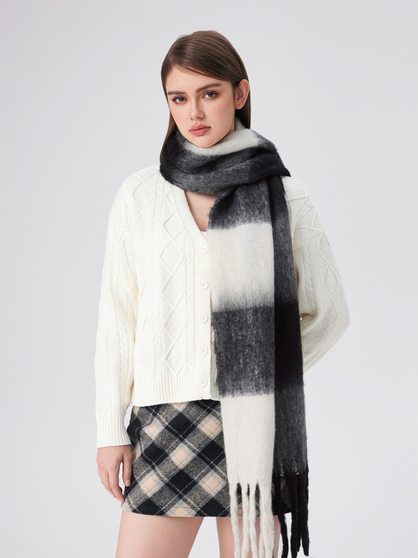 Quinn Tassel Plaid Scarf