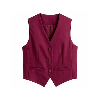 Jada - Gilet en lin-coton à boutons sur le devant