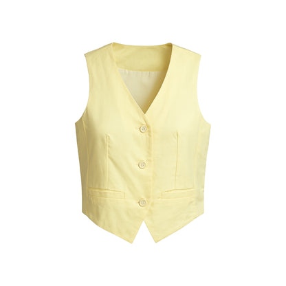 Jada - Gilet en lin-coton à boutons sur le devant