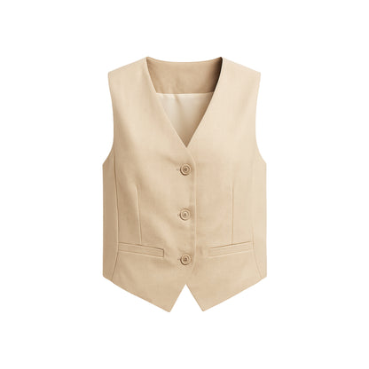 Jada - Gilet en lin-coton à boutons sur le devant