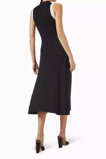 Rowena Geripptes Midikleid mit Rundhalsausschnitt