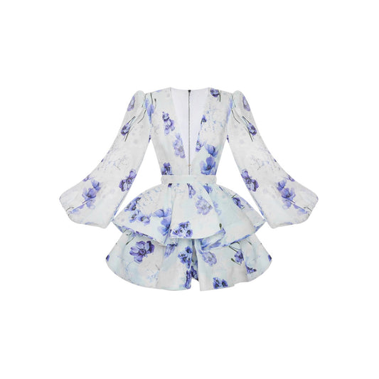 Alondra - Mini robe florale à manches bouffantes