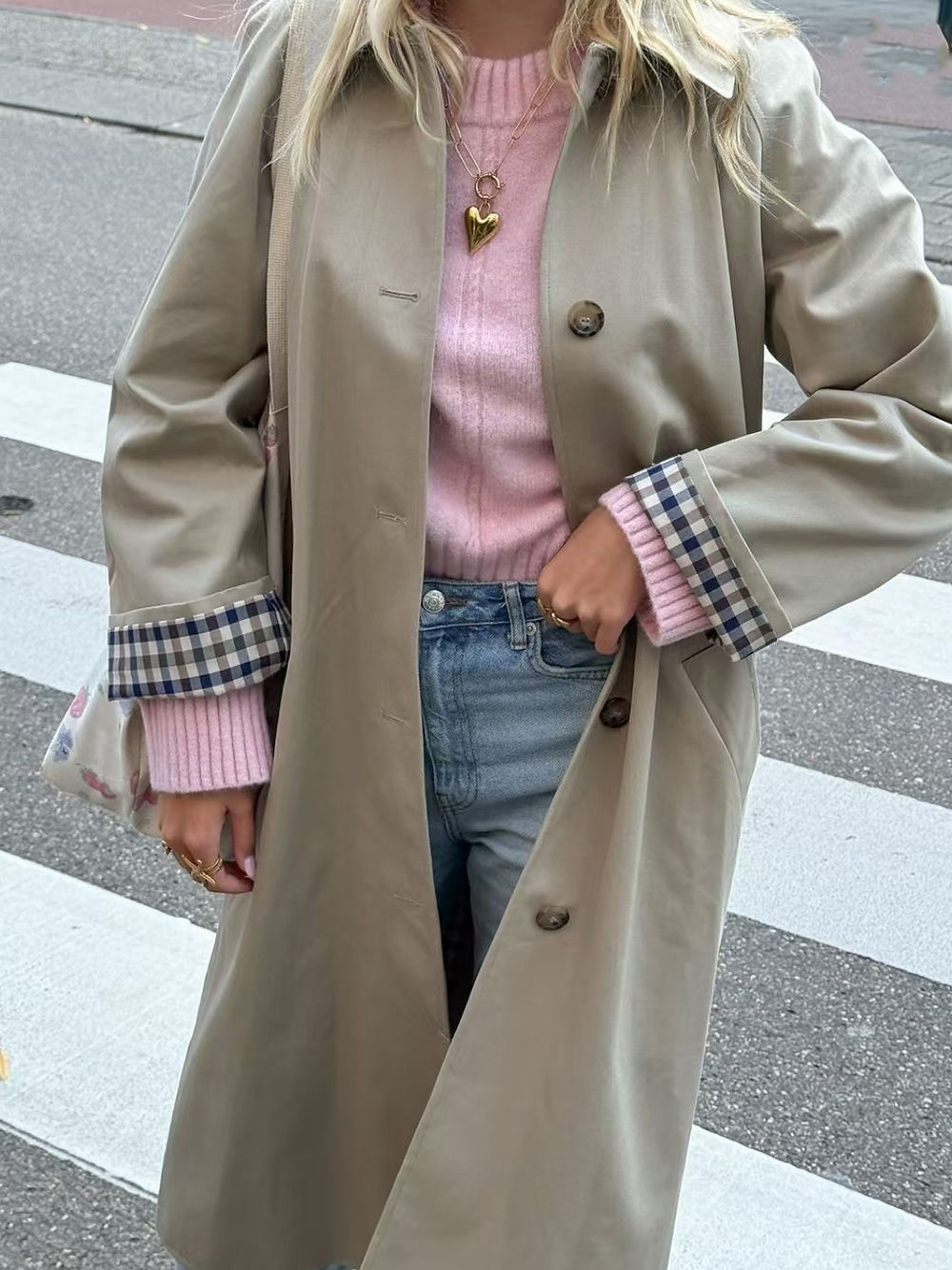 Beatrix Plaid Lined Oversized Trench Coat