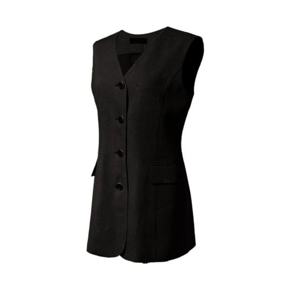 Rei Button-Front Long Linen Vest