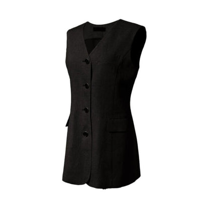 Rei Button-Front Long Linen Vest