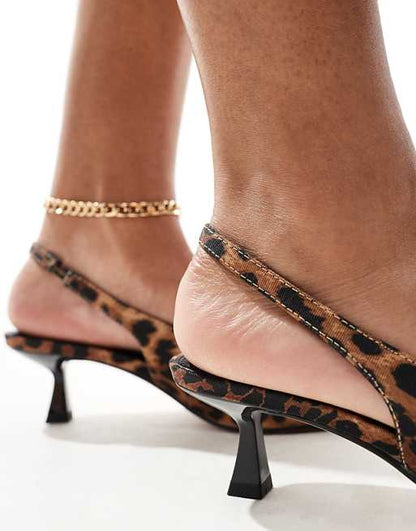 Jalen Leopard Print Slingback Kitten Heels