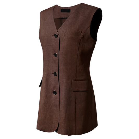 Gilet long en lin à boutons Rei