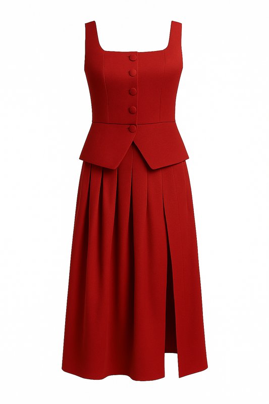 Ginny Square-Neck Vest And Maxi Skirt Set