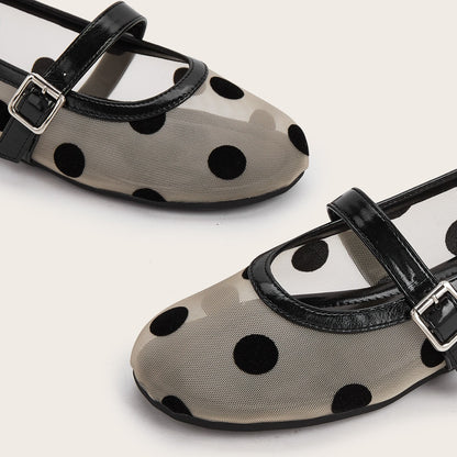 Dotella Polka Dot Mesh Flats