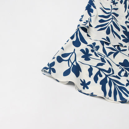 Delphine - Robe longue dos nu à imprimé botanique