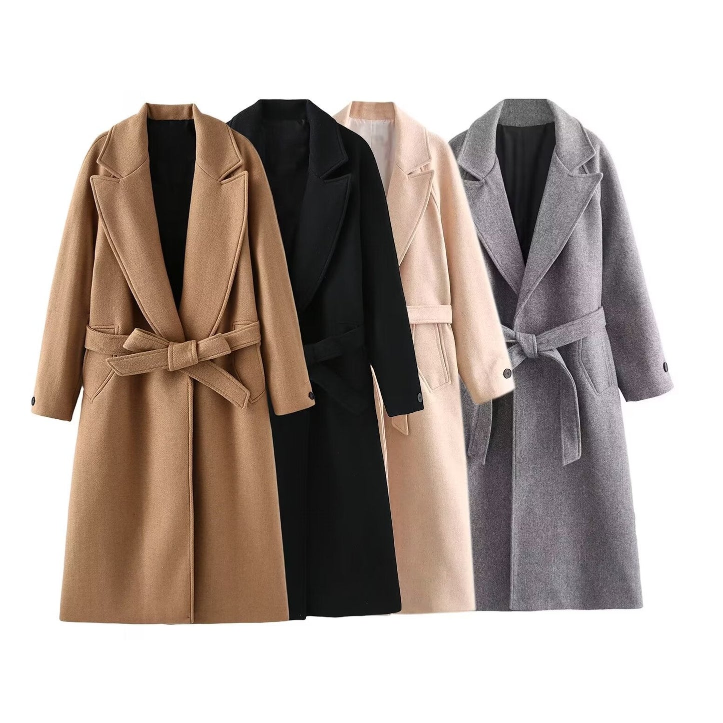 Evelina Long Belted Wool Blend Coat