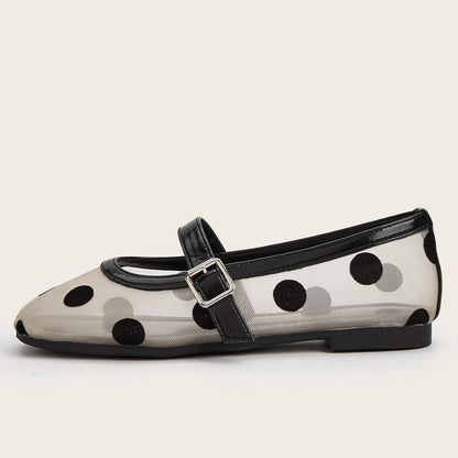 Dotella Polka Dot Mesh Flats