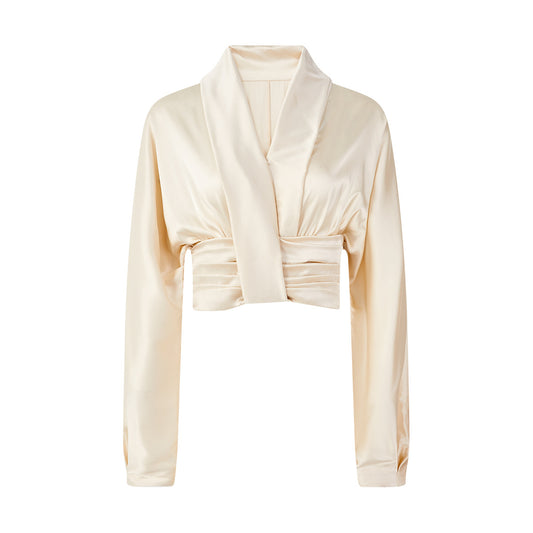Chemisier enveloppant en satin Brandie