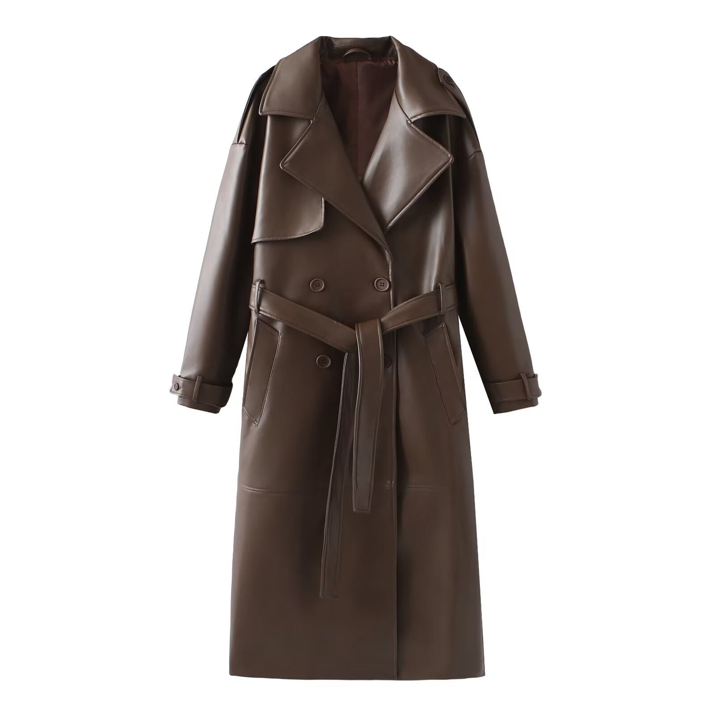 Alessia Faux Leather Trench Coat