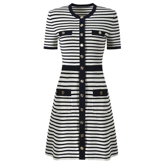 Denise Striped Button-Front Dress