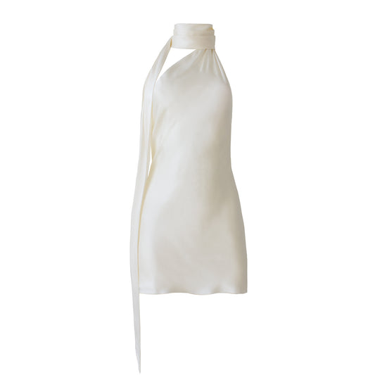 Aphrodite - Mini robe en satin dos nu