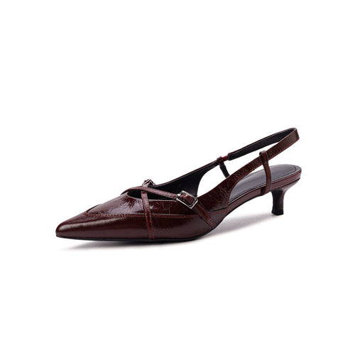 Miuccia Leather Slingback Kitten Heels