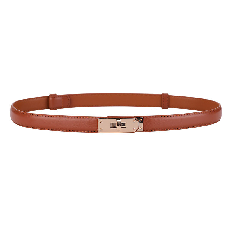 Clarissa Skinny Leather Buckle Belt