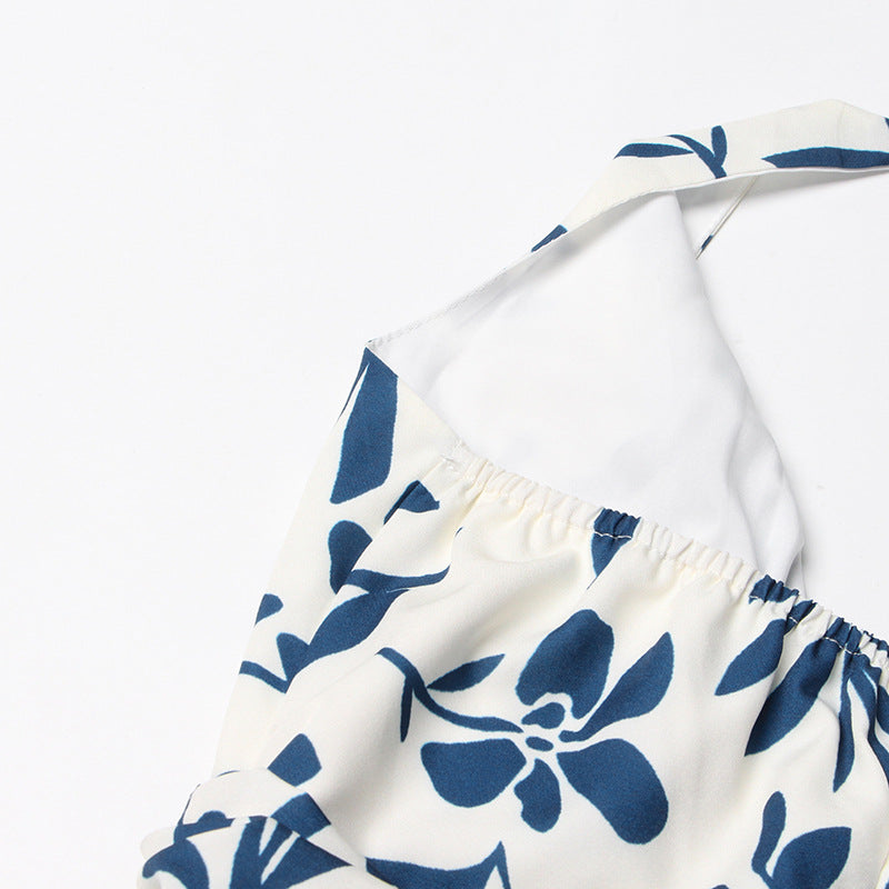 Delphine - Robe longue dos nu à imprimé botanique