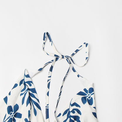 Delphine - Robe longue dos nu à imprimé botanique