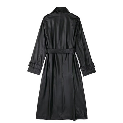 Lena Black Leather Trenchcoat