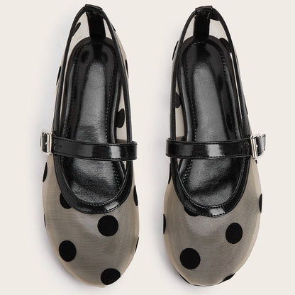 Dotella Polka Dot Mesh Flats
