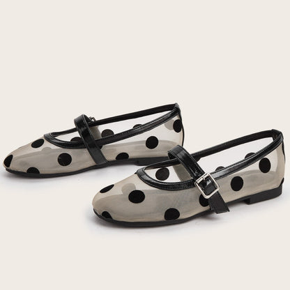 Dotella Polka Dot Mesh Flats