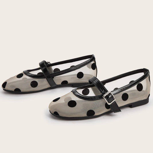 Dotella Polka Dot Mesh Flats