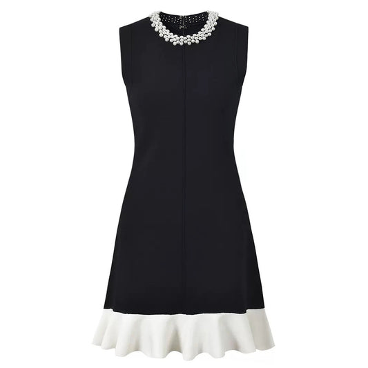 Lindsey - Robe à encolure perlée et ourlet contrasté
